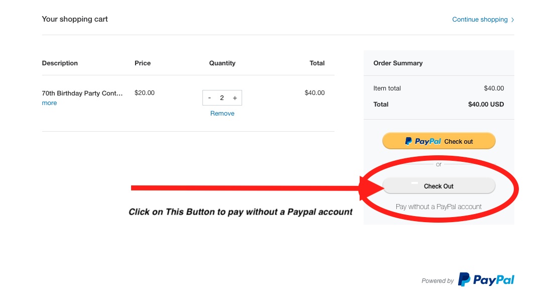 Paypal checkout screen